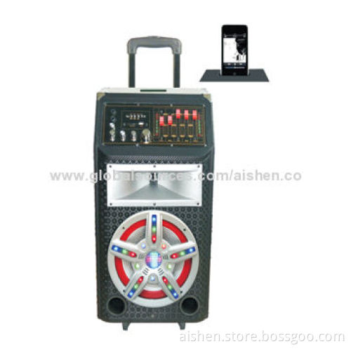 Trolley Speaker with EQ/USB/SD/FM/Remote Control/Dock for iPhone